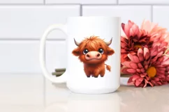 Expressive Funny Baby Face Highland Cow PNG Product Image 2