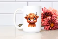 Expressive Funny Baby Face Highland Cow PNG Product Image 2