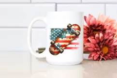 Vintage Rusted Skateboard USA Flag Watercolor Clipart Product Image 2