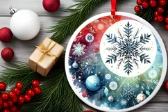 Colorful Winter Christmass Snowflake Round Sticker Product Image 2