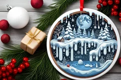 Round Christmas Ornament Sublimation|Clipart Product Image 1