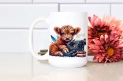 Colorful Baby Highland Cow Typewriter PNG Product Image 2