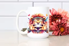 Boho Cute Lion Love Sign Watercolor Clipart Product Image 2