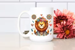 Boho Cute Lion Love Sign Watercolor Clipart Product Image 2