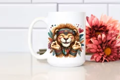 Boho Cute Lion Love Sign Watercolor Clipart Product Image 2
