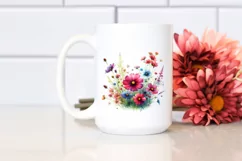 Vibrant Watercolor Wild Flowers | Sublimation | Clipart Product Image 2