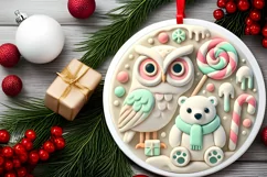 Round Christmas Ornament Sublimation|Clipart Product Image 1