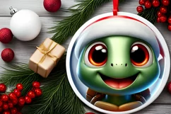 Shiny Turtle Face Round Ornament Sublimation PNG Product Image 2