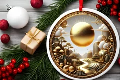 Round Christmas Ornament Sublimation|Clipart Product Image 1