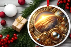 Round Christmas Ornament Sublimation|Clipart Product Image 1