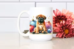 Cute Watercolor Bullmastiff with Christmas Globes Product Image 2