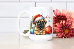 Cute Watercolor Bullmastiff with Christmas Globes Product Image 2