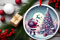 Round Christmas Ornament Sublimation|Clipart Product Image 2