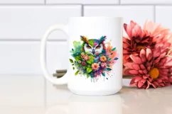 Vibrant Owl with Flowers PNG Product Image 2