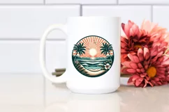 Vintage Seaside Sun,Summer Sticker Clipart Product Image 2