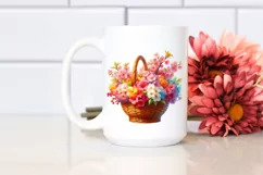Colorful Basket Cherry Blossom | Sublimation | Clipart Product Image 2