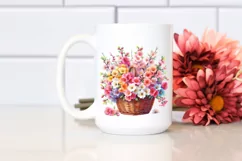 Colorful Basket Cherry Blossom | Sublimation | Clipart Product Image 2
