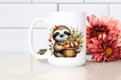 Baby Sloth, Basket Vegetables | Watercolor Clipart Product Image 2
