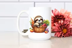 Baby Sloth, Basket Vegetables | Watercolor Clipart Product Image 2