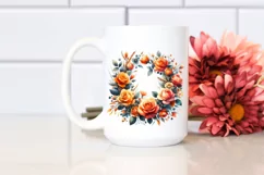 Colorful Orange Rose Wreath | Sublimation Clipart Product Image 2