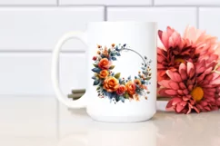Colorful Orange Rose Wreath | Sublimation Clipart Product Image 2