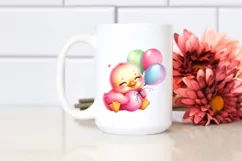 Cute Baby Duck with Balloons Clipart Product Image 2