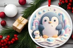 Round Christmas Ornament Sublimation|Clipart Product Image 1