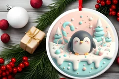 Round Christmas Ornament Sublimation|Clipart Product Image 2