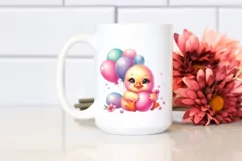 Cute Baby Duck with Balloons Clipart Product Image 2