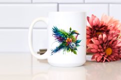 Abstract Vibrant Watercolor Bird with Flowers, High-Res PNG Product Image 2