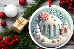 Round Christmas Ornament Sublimation|Clipart Product Image 1