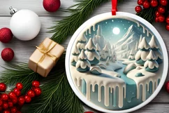 Round Christmas Ornament Sublimation|Clipart Product Image 1