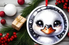 Shiny Swan Face Round Ornament Sublimation PNG Product Image 2