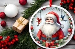 Watercolor Santa Round Sticker Ornament PNG Product Image 2