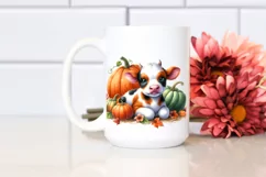 Vibrant Baby Cow with Pumpkin | Sublimation | Clipart Product Image 2
