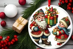 Round Christmas Ornament Sublimation|Clipart Product Image 1