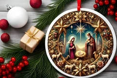 Round Christmas Ornament Sublimation|Clipart Product Image 1