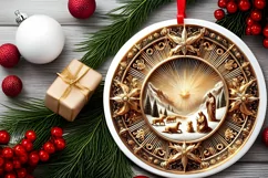 Round Christmas Ornament Sublimation|Clipart Product Image 1
