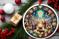 Round Christmas Ornament Sublimation|Clipart Product Image 1