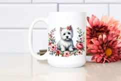 West Highland White Terrier Funny Sitting Floral Frame | Product Image 2