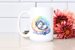 Colorful Pastel Baby Unicorn on Moon | Sublimation | Clipart Product Image 2