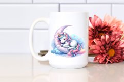 Colorful Pastel Baby Unicorn on Moon | Sublimation | Clipart Product Image 2