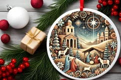 Round Christmas Ornament Sublimation|Clipart Product Image 1