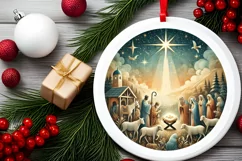 Round Christmas Ornament Sublimation|Clipart Product Image 1