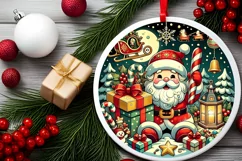 Round Christmas Ornament Sublimation|Clipart Product Image 2