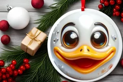 Shiny Duck Face Round Ornament Sublimation PNG Product Image 2