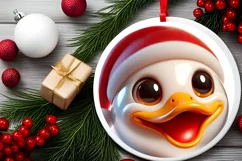 Shiny Duck Face Round Ornament Sublimation PNG Product Image 2