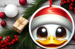 Shiny Duck Face Round Ornament Sublimation PNG Product Image 2
