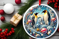 Round Christmas Ornament Sublimation|Clipart Product Image 1