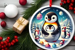 Round Christmas Ornament Sublimation|Clipart Product Image 1